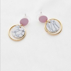 Marble Effect Earrings Pink